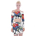 Bug Black Insect Animal Off Shoulder Top with Mini Skirt Set