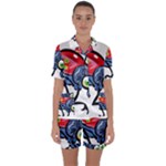 Bug Black Insect Animal Satin Short Sleeve Pajamas Set