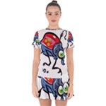 Bug Black Insect Animal Drop Hem Mini Chiffon Dress