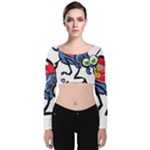 Bug Black Insect Animal Velvet Long Sleeve Crop Top