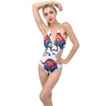 Bug Black Insect Animal Plunging Cut Out Swimsuit