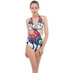 Bug Black Insect Animal Halter Front Plunge Swimsuit