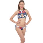 Bug Black Insect Animal Cross Front Halter Bikini Set