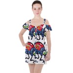 Bug Black Insect Animal Ruffle Cut Out Chiffon Playsuit
