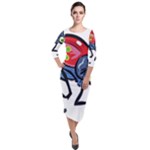 Bug Black Insect Animal Quarter Sleeve Midi Velour Bodycon Dress
