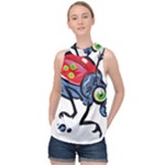 Bug Black Insect Animal High Neck Satin Top