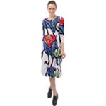 Bug Black Insect Animal Ruffle End Midi Chiffon Dress
