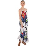 Bug Black Insect Animal Cami Maxi Ruffle Chiffon Dress