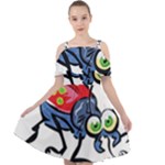 Bug Black Insect Animal Cut Out Shoulders Chiffon Dress