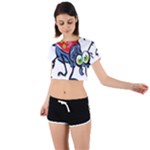 Bug Black Insect Animal Tie Back Short Sleeve Crop T-Shirt