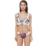 Bug Black Insect Animal Low Cut Ruffle Edge Bikini Set