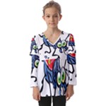 Bug Black Insect Animal Kids  V Neck Casual Top