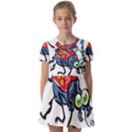 Bug Black Insect Animal Kids  Short Sleeve Pinafore Style Dress