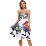 Bug Black Insect Animal Sleeveless Tie Front Chiffon Dress