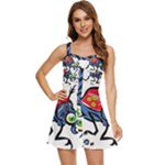 Bug Black Insect Animal Ruffle Edge Bra Cup Chiffon Mini Dress