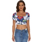 Bug Black Insect Animal Short Sleeve Square Neckline Crop Top 