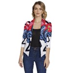 Bug Black Insect Animal Women s Draped Front 3/4 Sleeve Shawl Collar Jacket