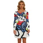 Bug Black Insect Animal Long Sleeve Wide Neck Velvet Dress