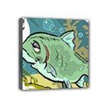 Fish Hook Worm Bait Water Hobby Mini Canvas 4  x 4  (Stretched)