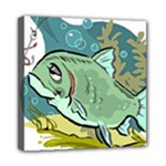 Fish Hook Worm Bait Water Hobby Mini Canvas 8  x 8  (Stretched)