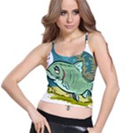 Fish Hook Worm Bait Water Hobby Spaghetti Strap Bra Top