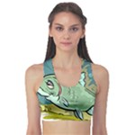 Fish Hook Worm Bait Water Hobby Fitness Sports Bra
