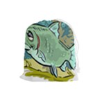 Fish Hook Worm Bait Water Hobby Drawstring Pouch (Large)