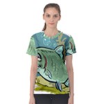 Fish Hook Worm Bait Water Hobby Women s Sport Mesh T-Shirt