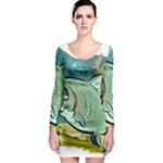 Fish Hook Worm Bait Water Hobby Long Sleeve Bodycon Dress