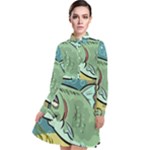 Fish Hook Worm Bait Water Hobby Long Sleeve Chiffon Shirt Dress