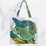 Fish Hook Worm Bait Water Hobby Zipper Grocery Tote Bag