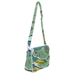 Fish Hook Worm Bait Water Hobby Shoulder Bag with Back Zipper