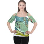 Fish Hook Worm Bait Water Hobby Cutout Shoulder T-Shirt