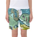 Fish Hook Worm Bait Water Hobby Women s Basketball Shorts