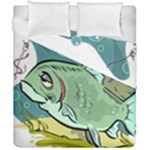 Fish Hook Worm Bait Water Hobby Duvet Cover Double Side (California King Size)