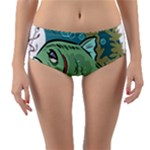 Fish Hook Worm Bait Water Hobby Reversible Mid-Waist Bikini Bottoms