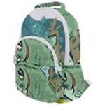 Fish Hook Worm Bait Water Hobby Rounded Multi Pocket Backpack