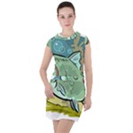 Fish Hook Worm Bait Water Hobby Drawstring Hooded Dress