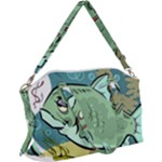 Fish Hook Worm Bait Water Hobby Canvas Crossbody Bag