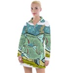 Fish Hook Worm Bait Water Hobby Women s Long Sleeve Casual Dress