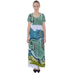 Fish Hook Worm Bait Water Hobby High Waist Short Sleeve Maxi Dress