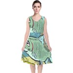 Fish Hook Worm Bait Water Hobby V-Neck Midi Sleeveless Dress 