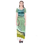 Fish Hook Worm Bait Water Hobby Short Sleeve Maxi Dress