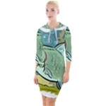 Fish Hook Worm Bait Water Hobby Quarter Sleeve Hood Bodycon Dress