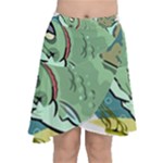 Fish Hook Worm Bait Water Hobby Chiffon Wrap Front Skirt