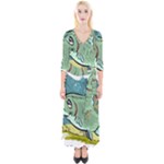 Fish Hook Worm Bait Water Hobby Quarter Sleeve Wrap Maxi Dress