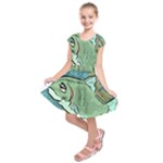 Fish Hook Worm Bait Water Hobby Kids  Short Sleeve Dress