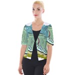 Fish Hook Worm Bait Water Hobby Cropped Button Cardigan
