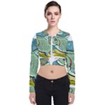 Fish Hook Worm Bait Water Hobby Long Sleeve Zip Up Bomber Jacket