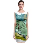 Fish Hook Worm Bait Water Hobby Sleeveless Velvet Midi Dress